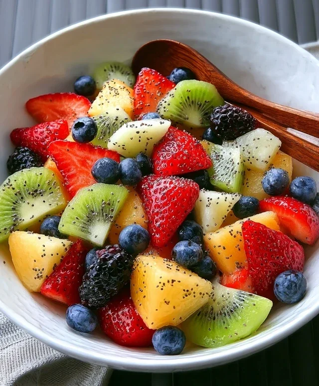 Fruit Salad with Honey-Lime Poppy Seed Dressing