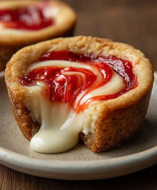 Strawberry Swirl Cheesecake Cookie Cups