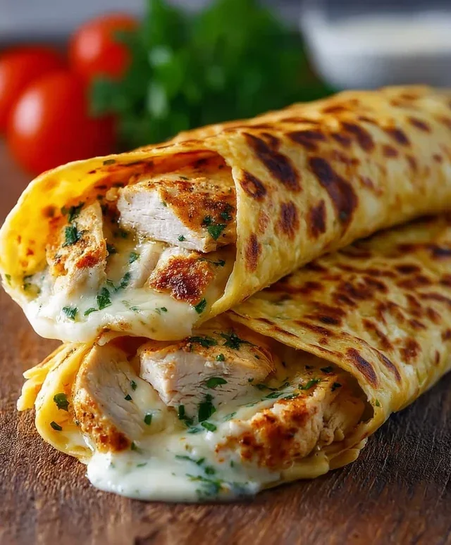 Low Carb Cheesy Garlic Chicken Wraps