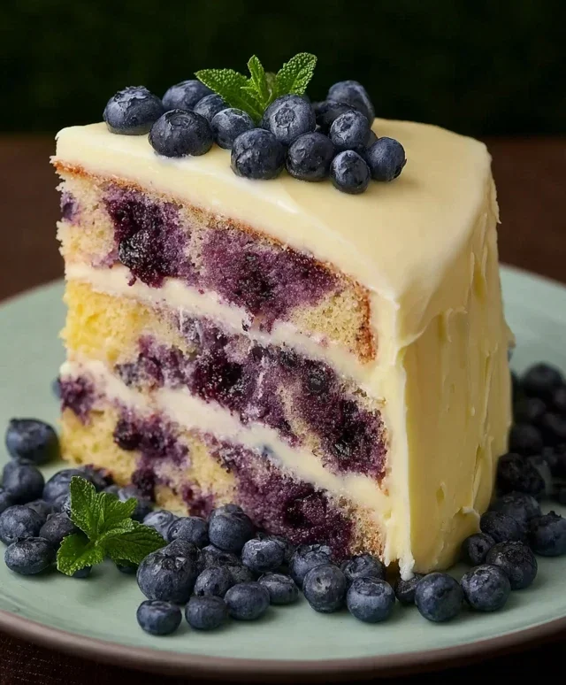 Blueberry Cake with Lemon Cream Cheese Frosting