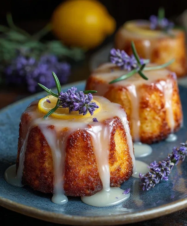 Mini Lemon Cakes With Lavender Glaze