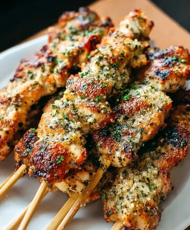 Ranch Garlic Parmesan Chicken Skewers