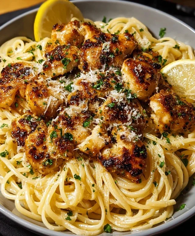 Lemon Garlic Butter Chicken Parmesan Linguine
