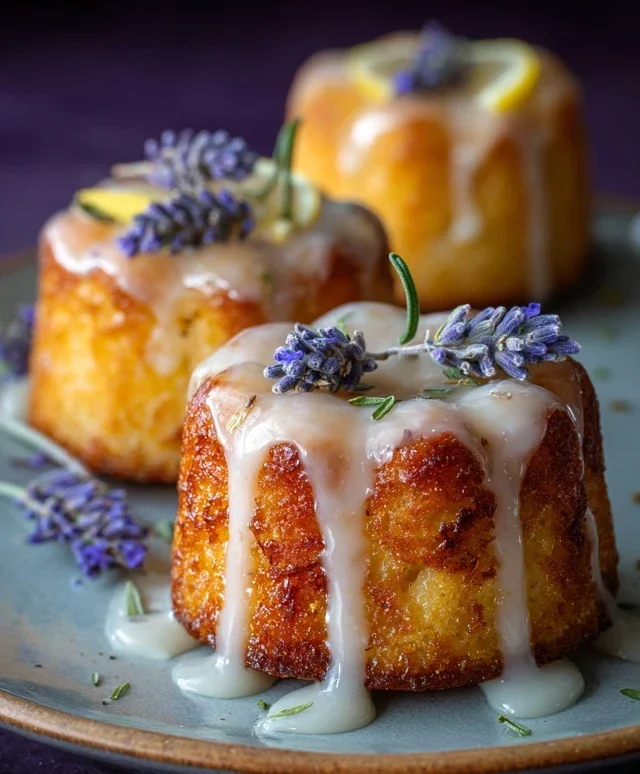 Mini Lemon Cakes With Lavender Glaze