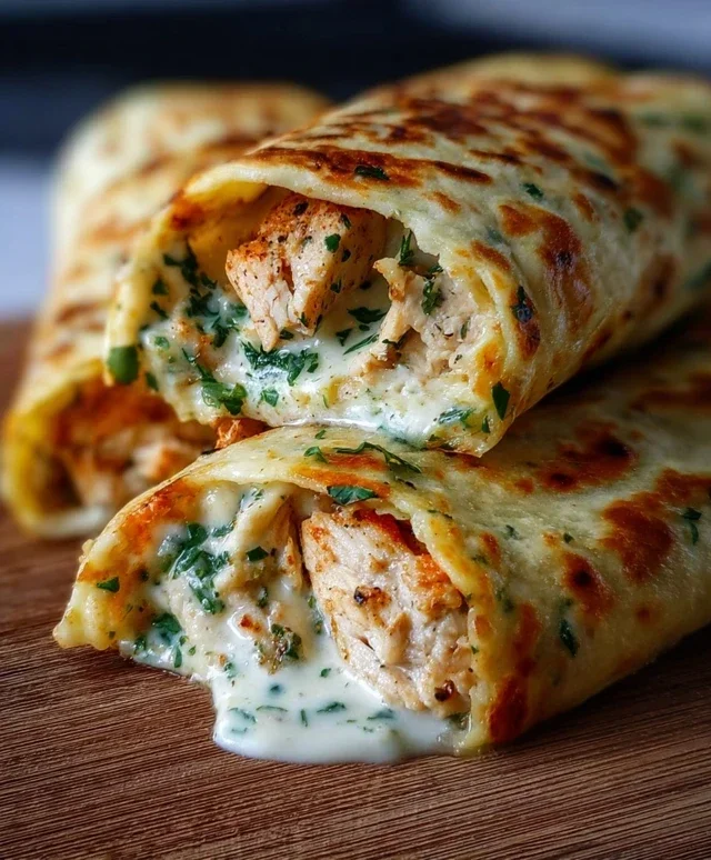Low Carb Cheesy Garlic Chicken Wraps