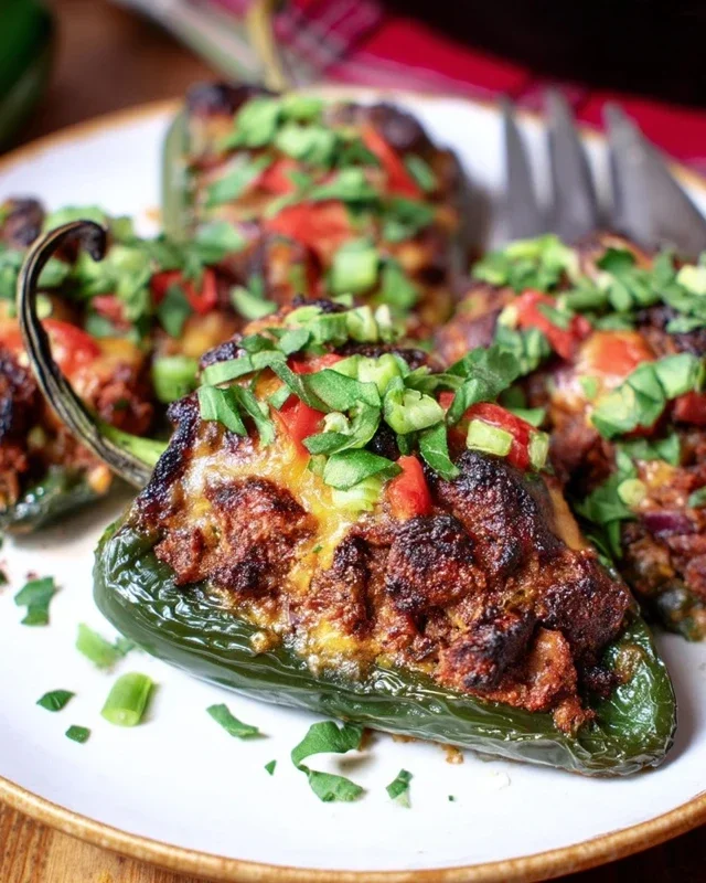 Brisket Stuffed Poblano Peppers