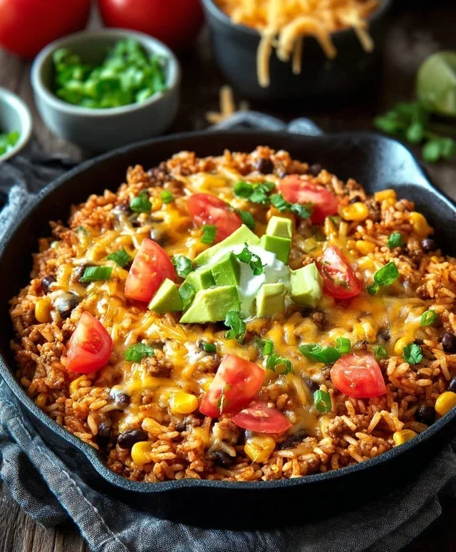 Cheesy Taco Rice Skillet