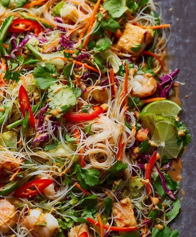 Spring Roll Salad with Peanut Dressing, gluten-free