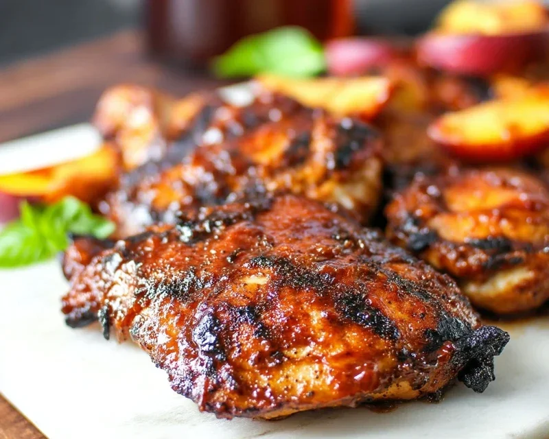 Grilled Bourbon Extract Extract Peach BBQ Chicken