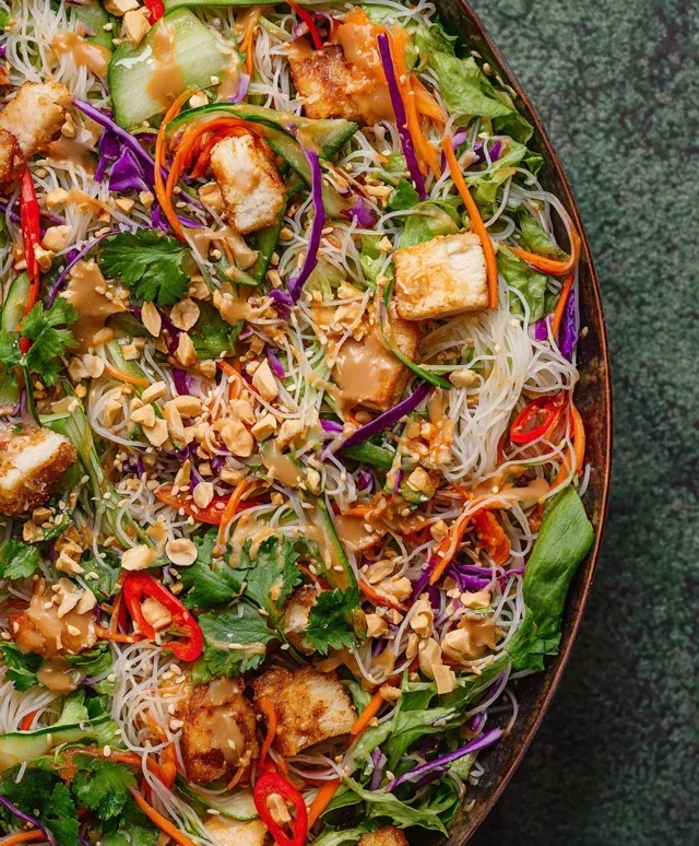 Spring Roll Salad with Peanut Dressing, gluten-free