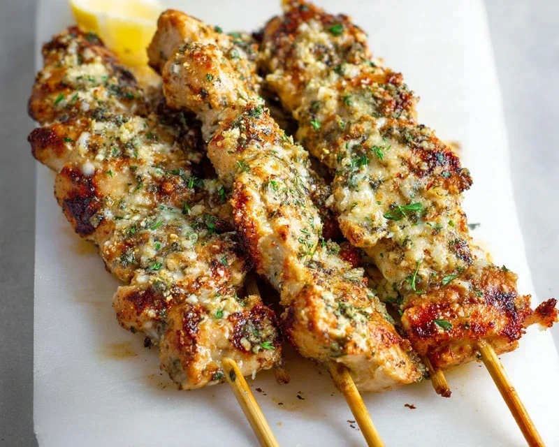 Garlic Parmesan Chicken Skewers