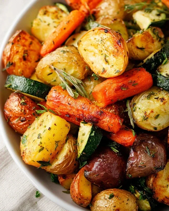 Garlic Herb Roasted Potatoes Carrots and Zucchini