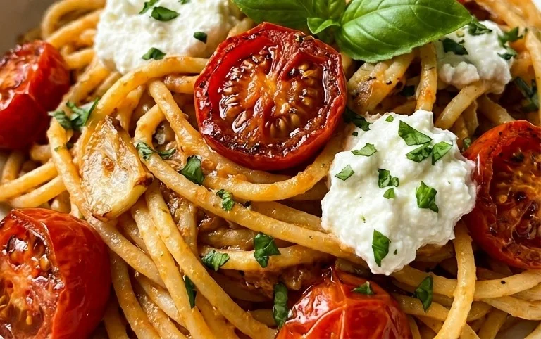 Roasted Tomato and Garlic Ricotta Pasta
