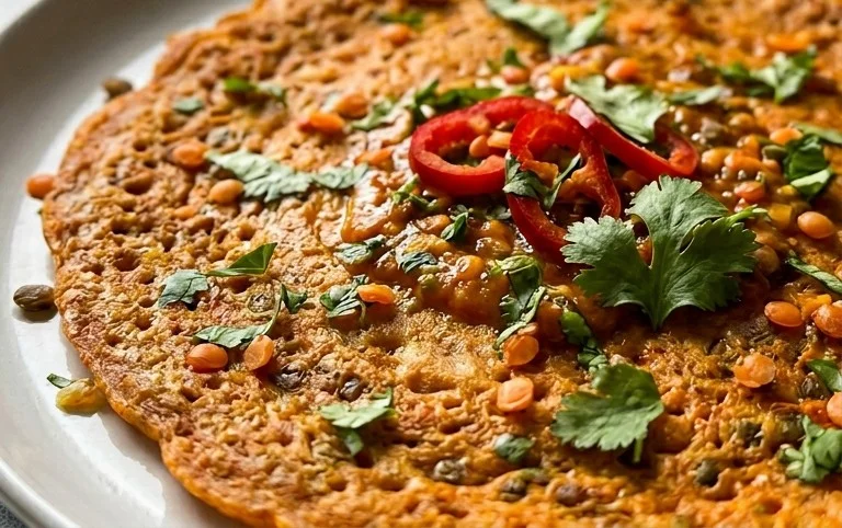 Masoor Dal Chilla | Savory Red Lentil Pancakes
