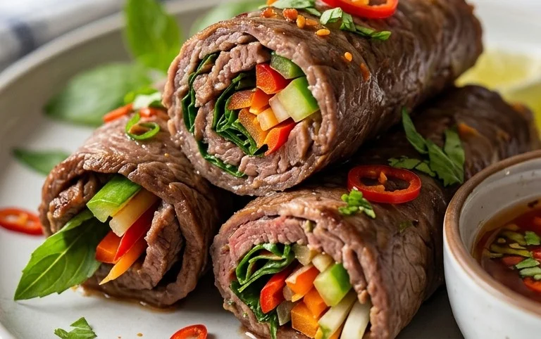 Thai Basil Beef Rolls