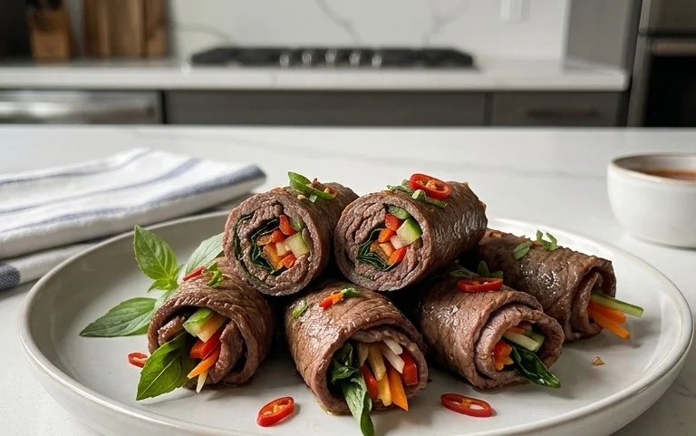 Thai Basil Beef Rolls