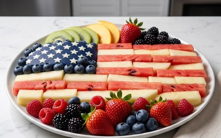 4th of July Fruit Platter Idea | How to Make an American Flag