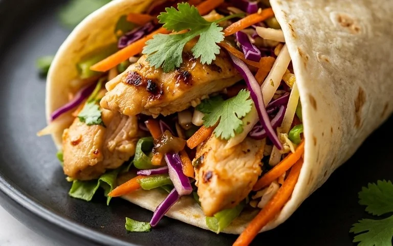 Thai Chicken Wrap with Crunchy Asian Slaw