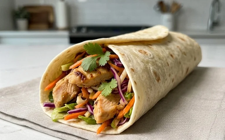 Thai Chicken Wrap with Crunchy Asian Slaw