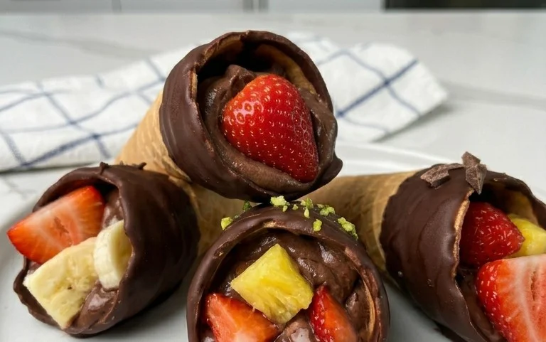 Chocolate Dipped Fruit Filled Cones