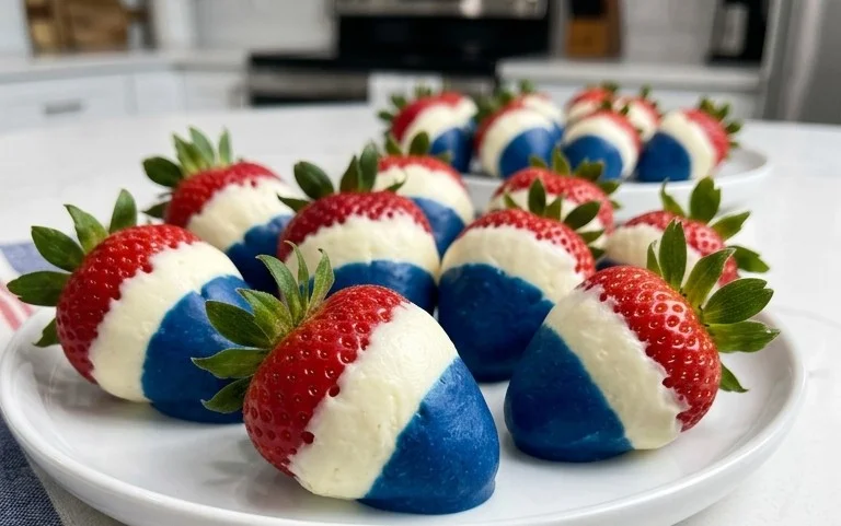 Red, White, and Blue Cheesecake Strawberries