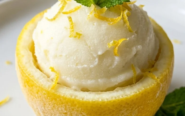 Sorbetto di Limone Dressed Up in a Frozen Lemon Shell