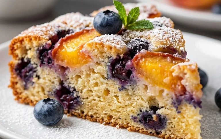 Peach and Blueberry Greek Yogurt Cake