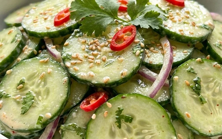 Creamy Asian Cucumber Salad Bowl