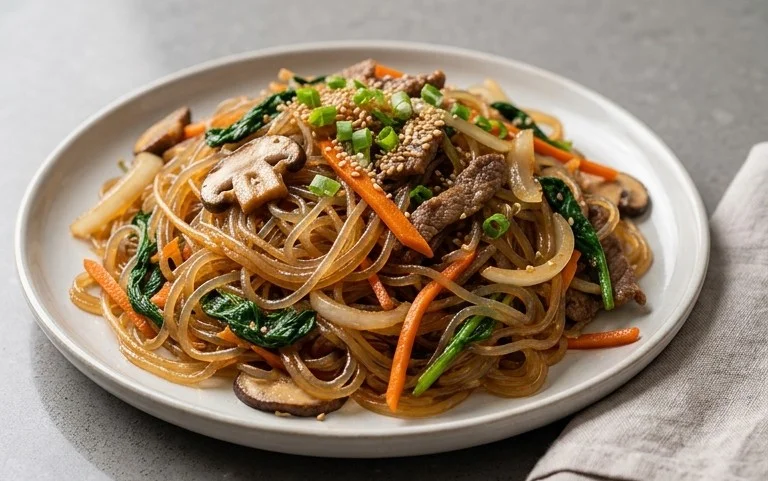 Japchae (Korean Glass Noodle Stir Fry)