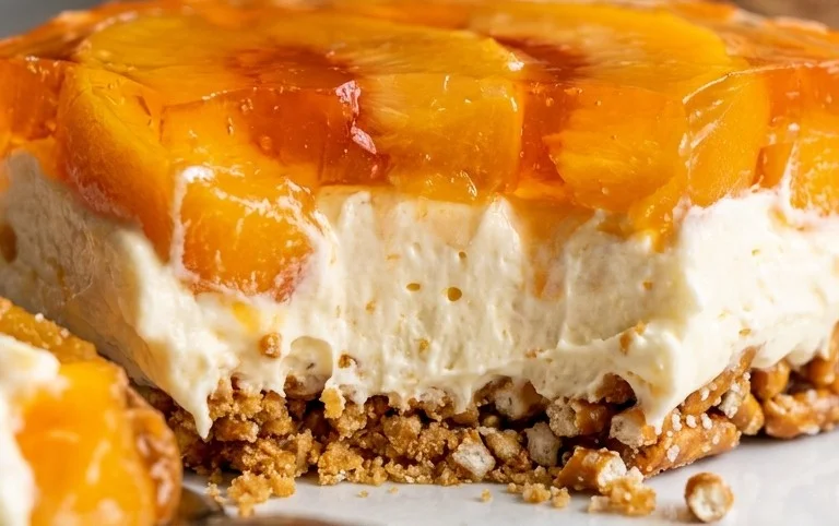 Peach Pretzel Salad Dessert