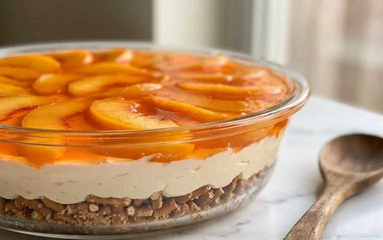 Peach Pretzel Salad Dessert