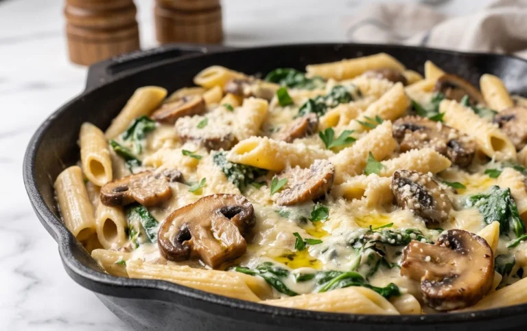 Parmesan Spinach Mushroom Pasta Skillet