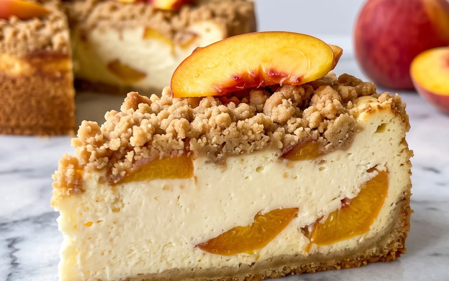 Peach Cream Cheese Cake with Streusel Topping