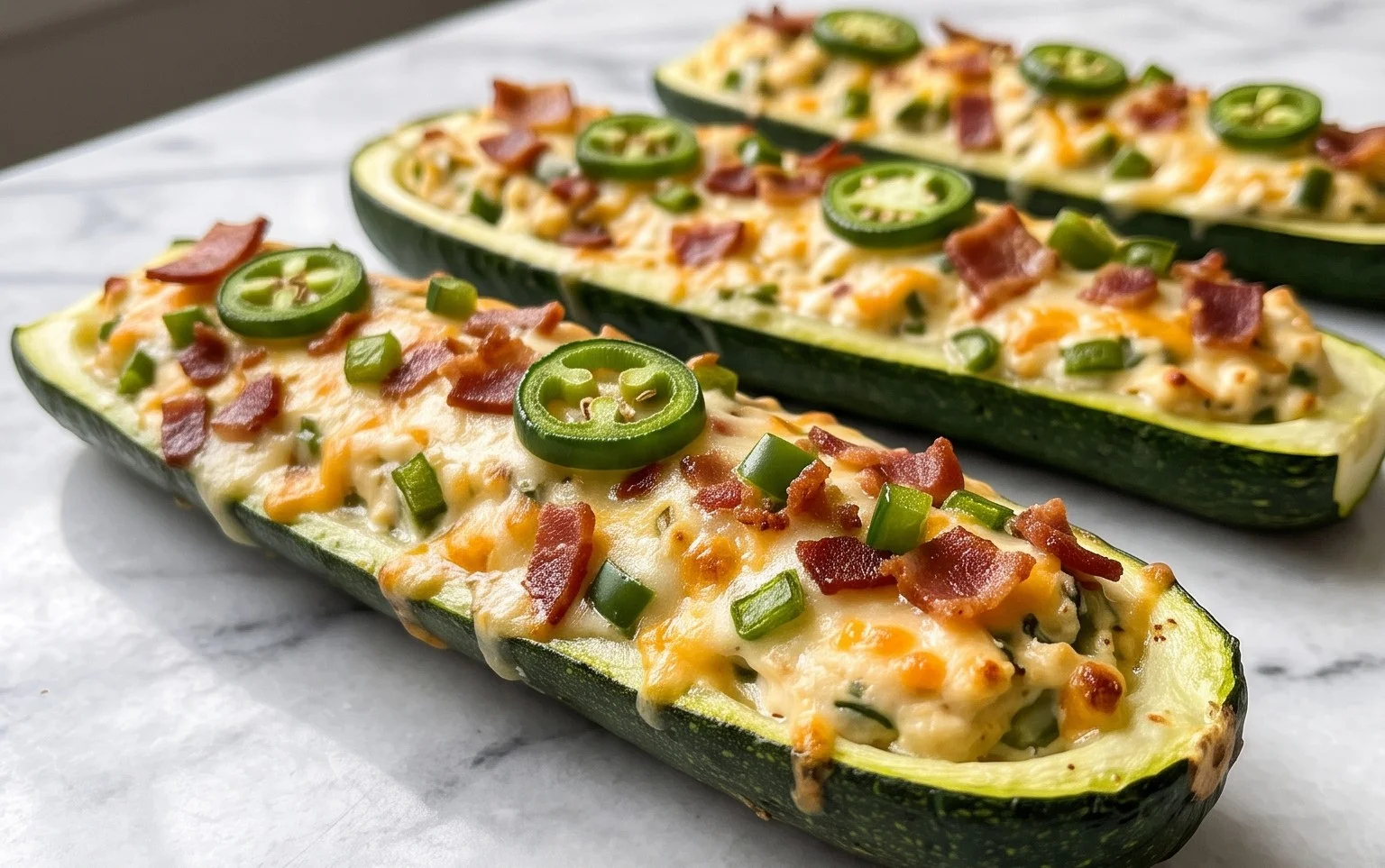 Jalapeno Popper Zucchini Boats