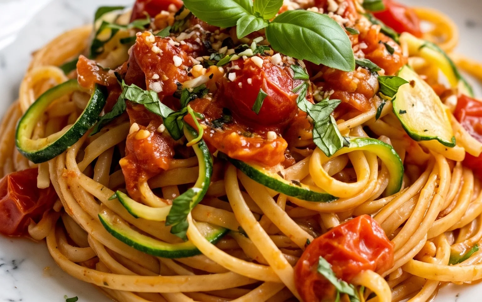Healthy Tomato Zucchini Pasta
