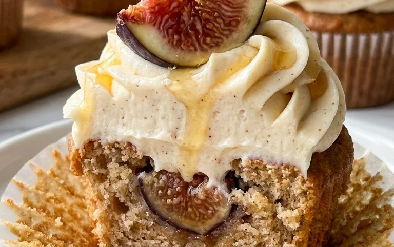 Fig Cupcakes with Honey Cream Cheese Frosting