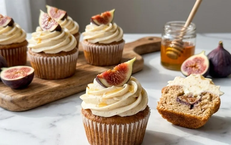 Fig Cupcakes with Honey Cream Cheese Frosting