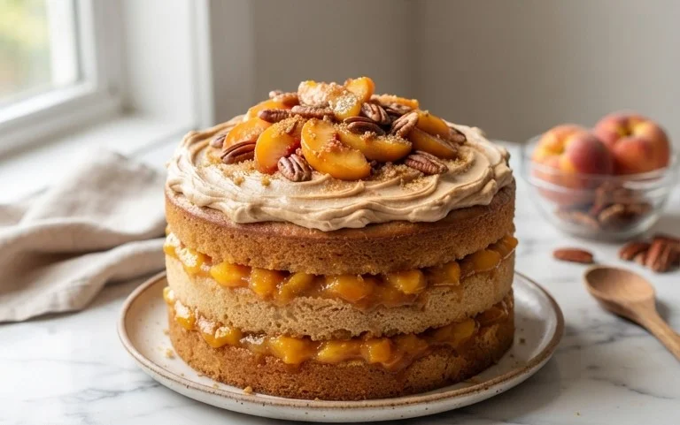 Brown Sugar Layer Cake with Peach Filling