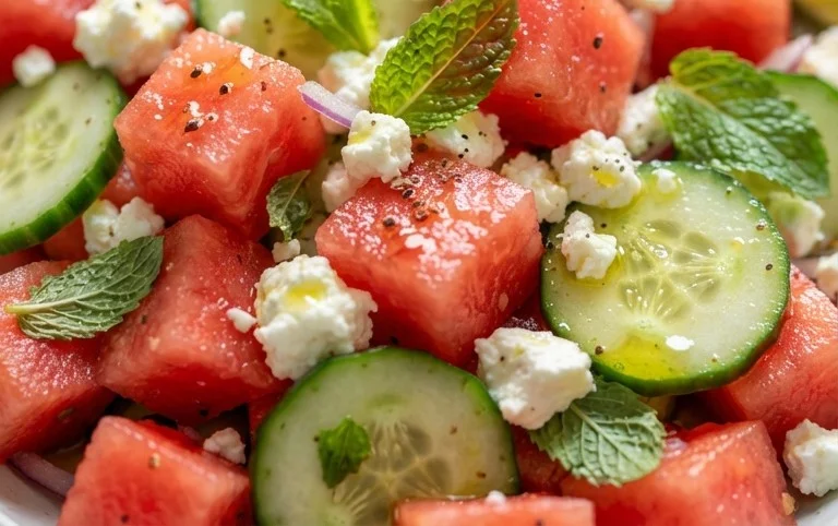 Watermelon Salad with Cucumber and Feta