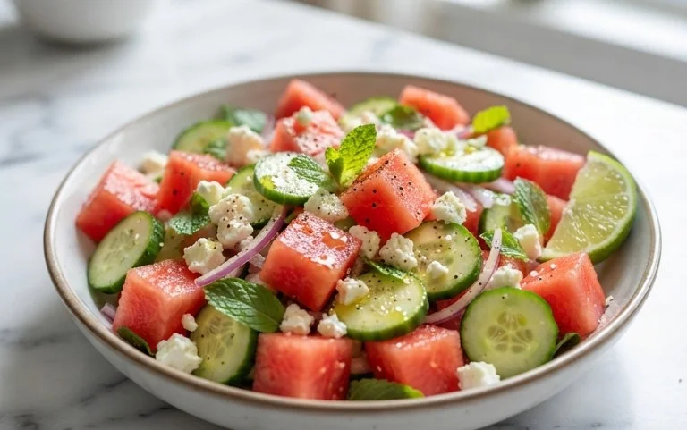 Watermelon Salad with Cucumber and Feta