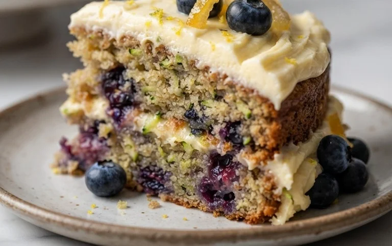 Blueberry Zucchini Cake with Lemon Buttercream