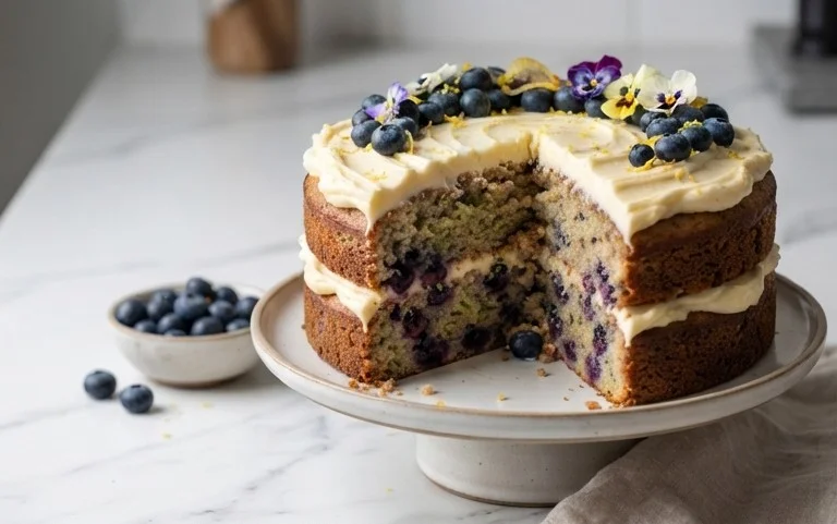 Blueberry Zucchini Cake with Lemon Buttercream