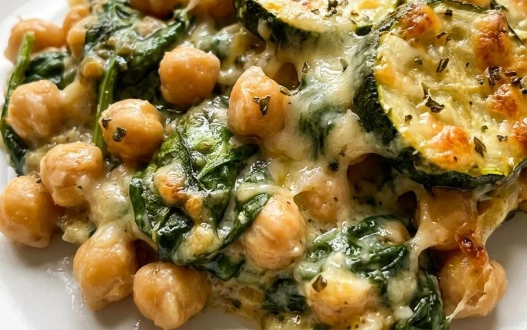 Spinach Zucchini Chickpea Bake