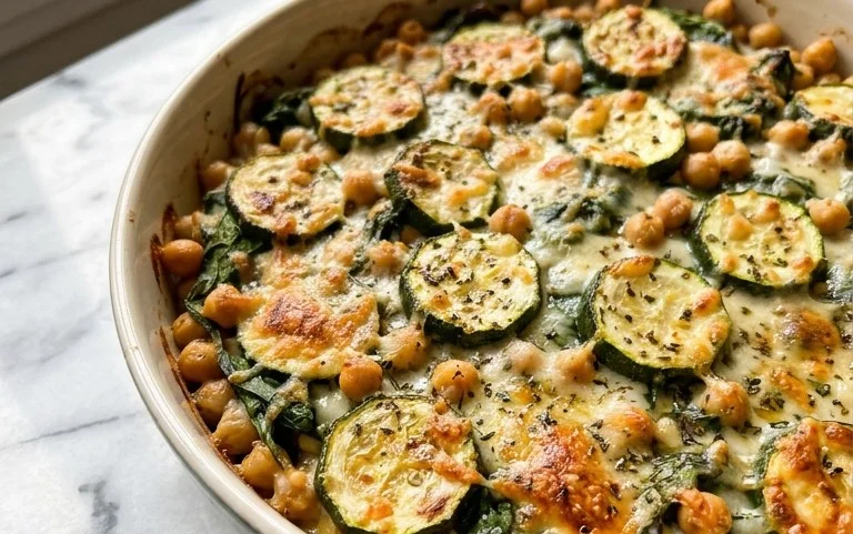 Spinach Zucchini Chickpea Bake